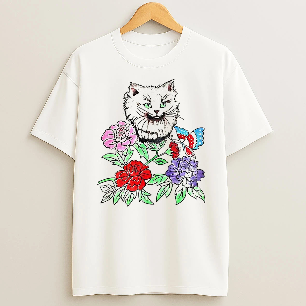 Ragdoll Cat Rose T Shirt