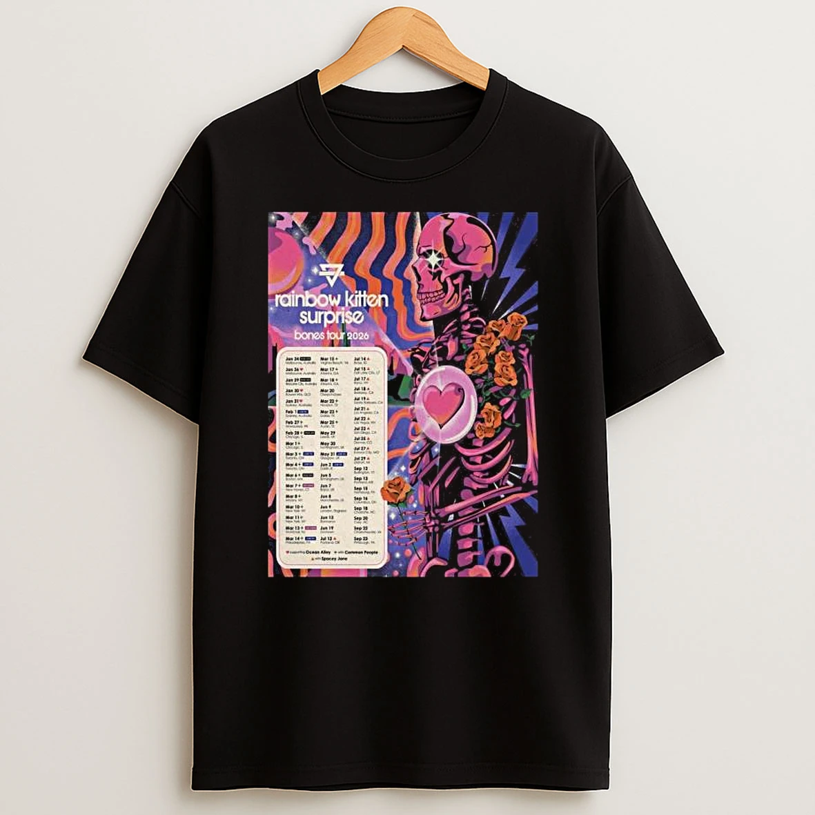 Rainbow Kitten Surprise Tour Bones 2026 T Shirt