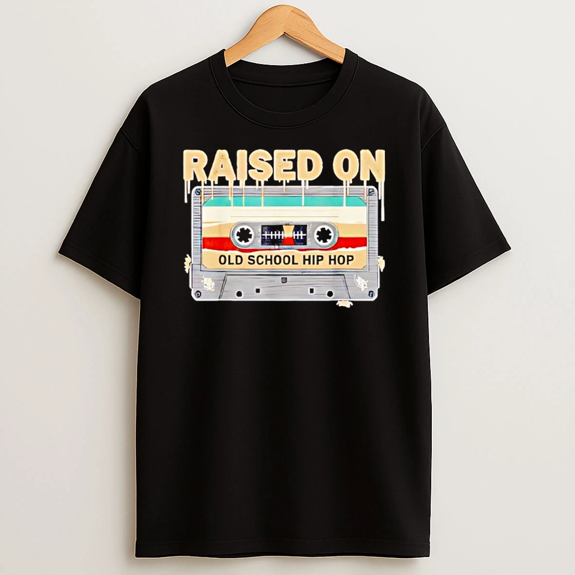 Raised On Old School Hip Hop Vintage Retro Cassette Music T Shirt