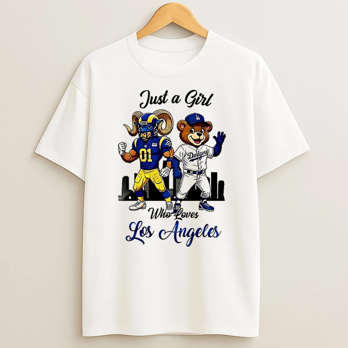 Rams X Dodgers Mascot Just A Girl Who Loves Los Angeles T Shirt