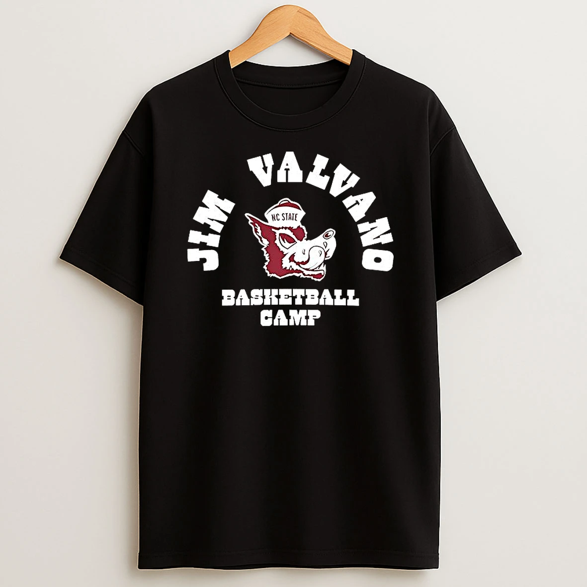 Rare Jim Valvano Nc State Basketball Camp Curved Logo T Shirt