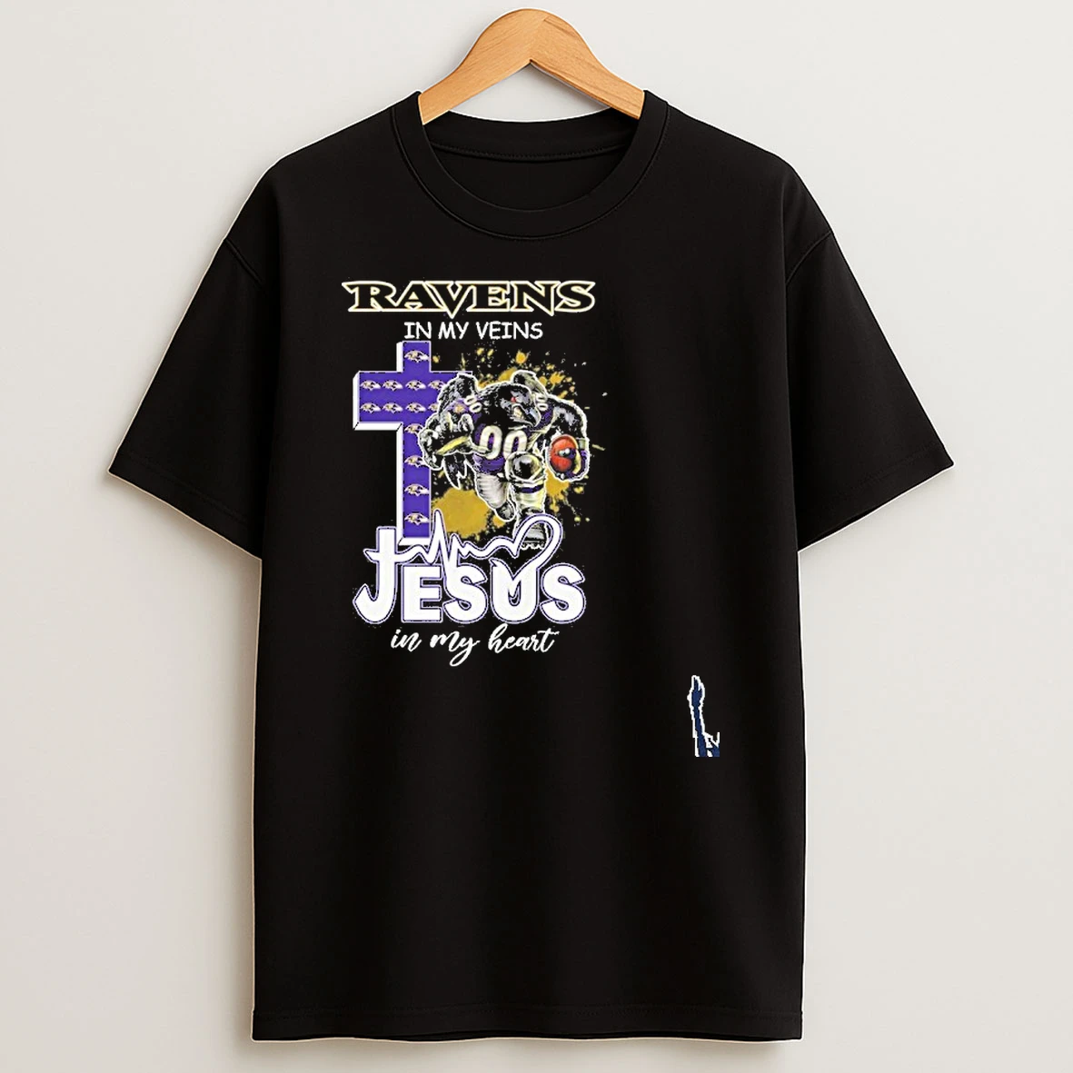Ravens In My Veins Jesus Mascot In My Heart Mascots T Shirt