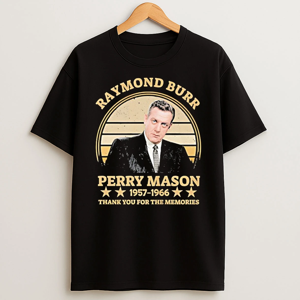 Raymond Burr Perry Mason 1957 1966 Thank You For The Memories Vintage T Shirt