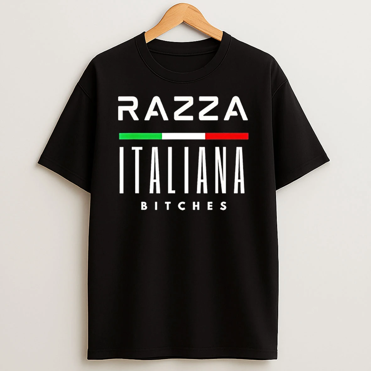 Razza Italiana Bitches Italian Flag Stripe Bold Statement T Shirt