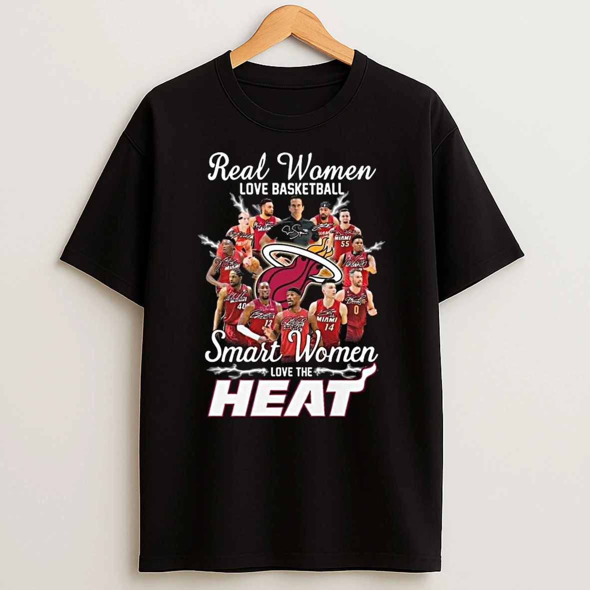 Real Women Love Basketball Smart Women Love The Miami Heat Signatures 2025 T Shirt