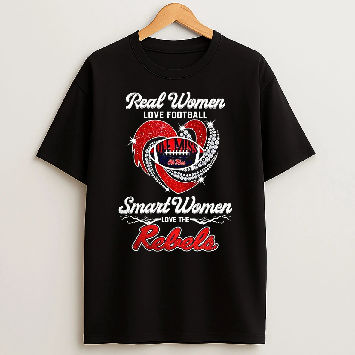 Real Women Love Football Smart Women Love The Ole Miss Rebels Diamond T Shirt