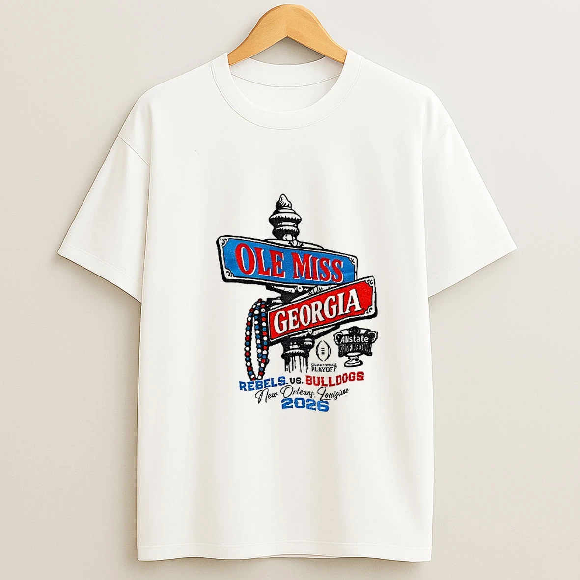 Rebel Rags Ole Miss Vs Georgia Bulldogs College Football Playoff Allstate Sugar Bowl New Orleans T Shirt