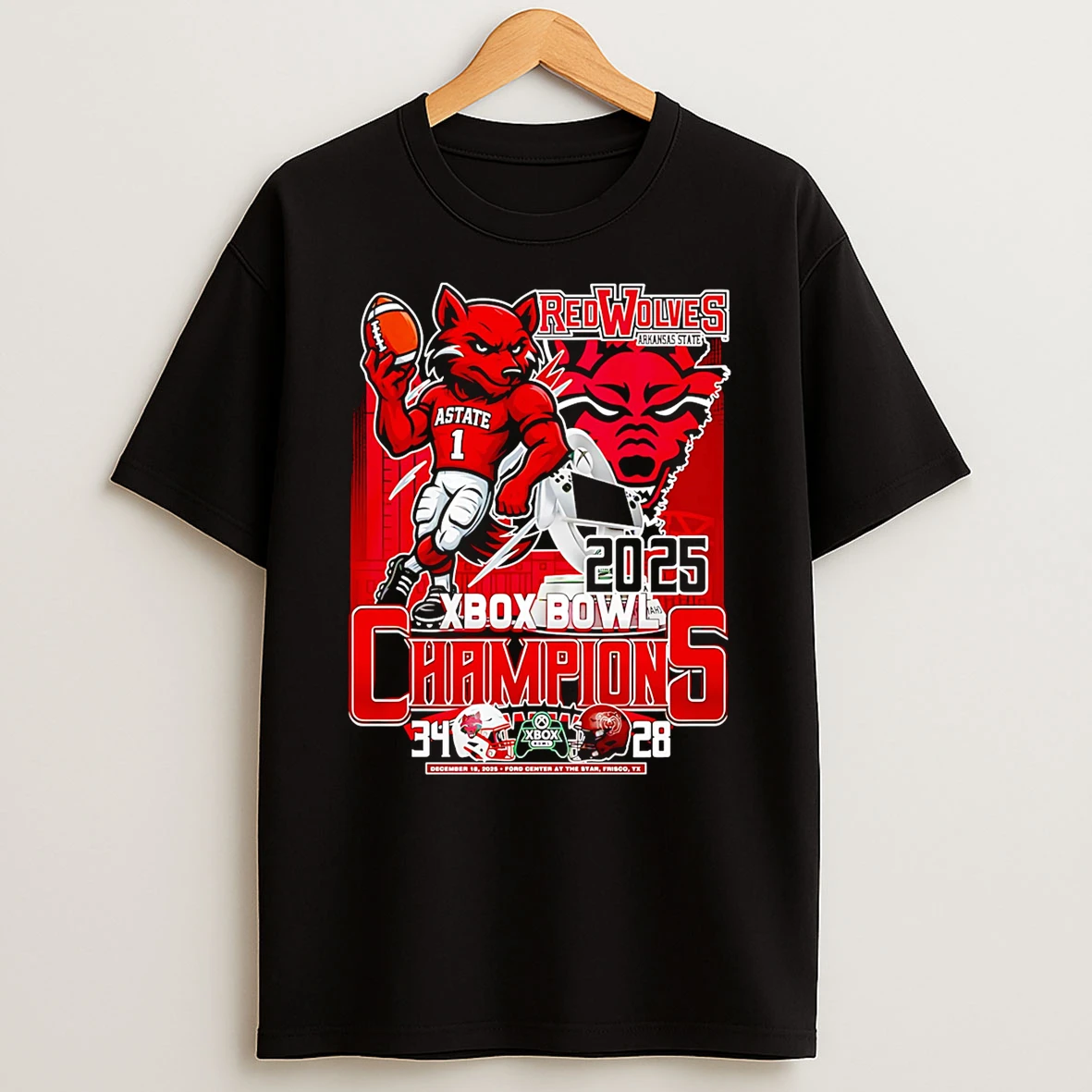 Red Wolves 2025 Xbox Bowl Champions Mascot T Shirt