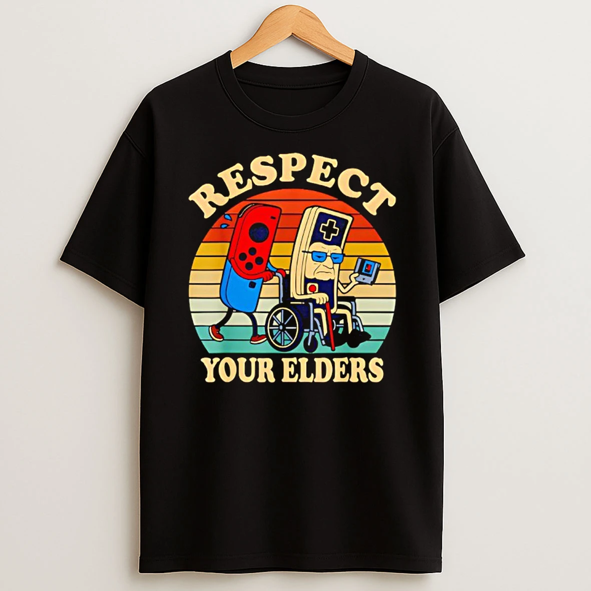 Respect Your Elders Retro Gaming Funny Controller 80s T Shirt