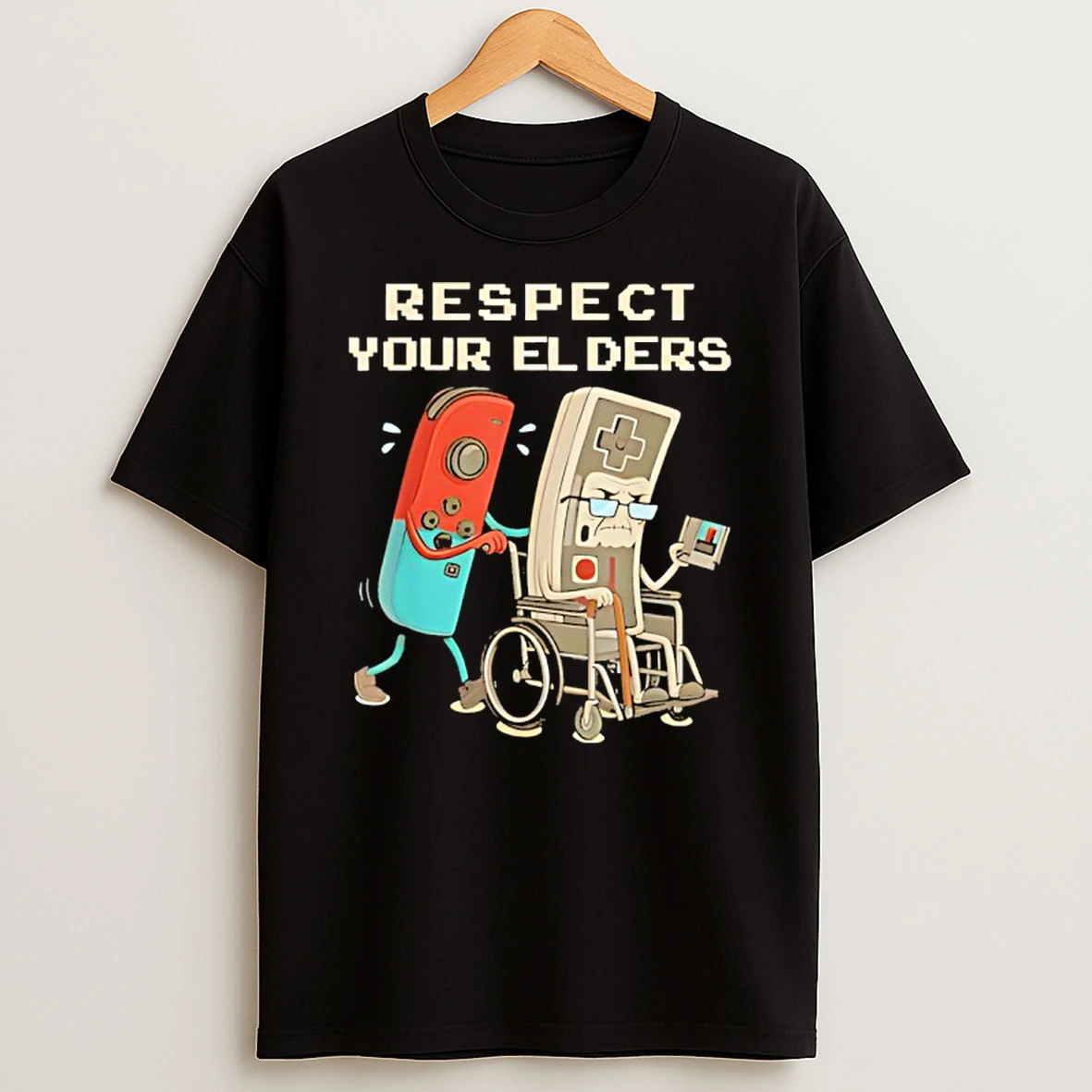 Respect Your Elders Retro Gaming Funny Gamer Controller 80s T Shirt