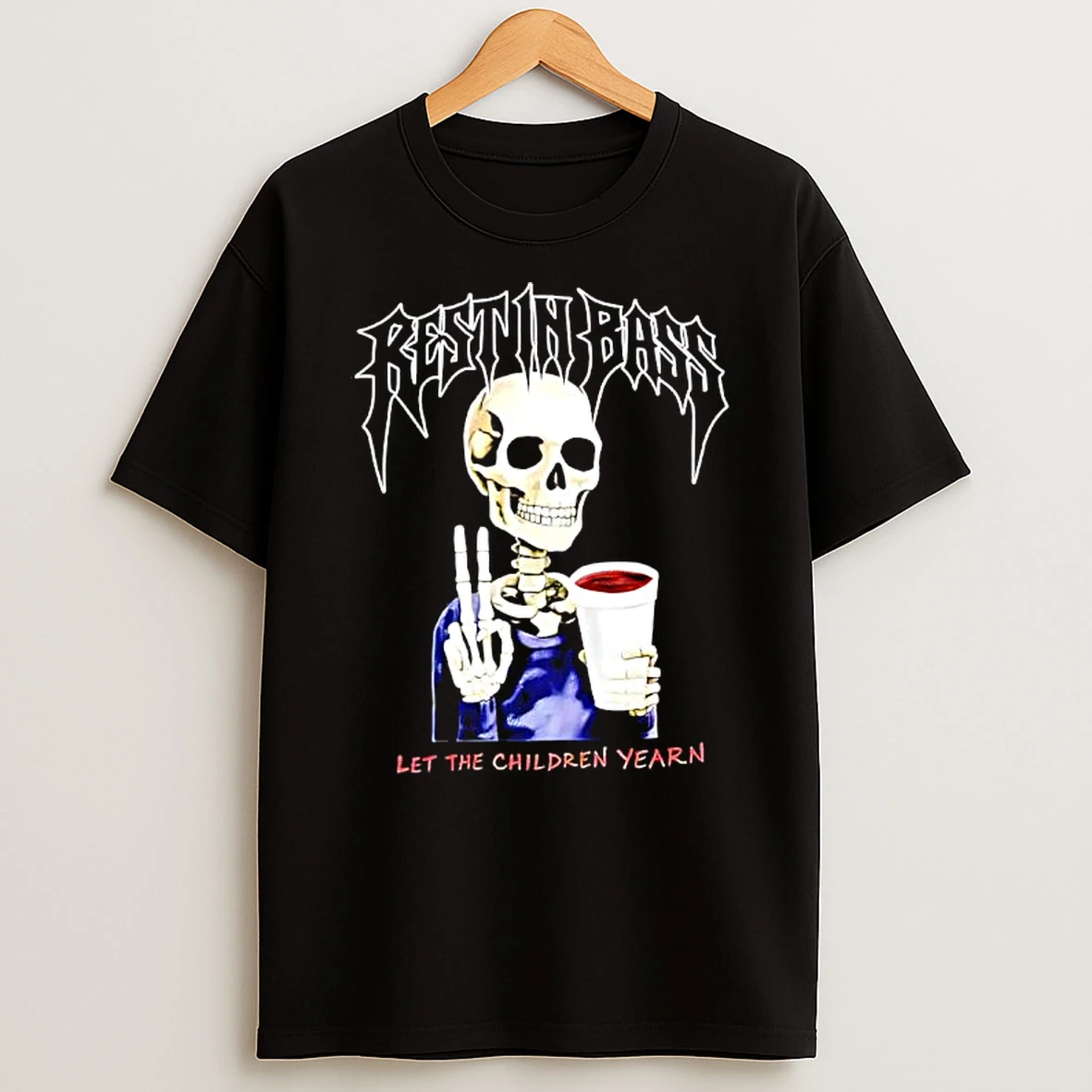 Rest In Bass Let The Children Yearn Skeleton Graphic T Shirt