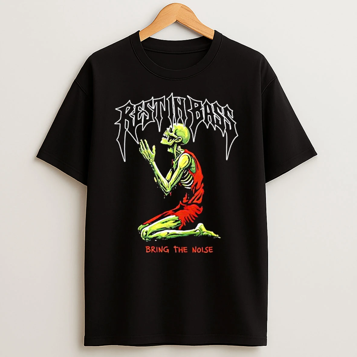 Rest In Bass Bring The Noise Skeleton Graphic T Shirt