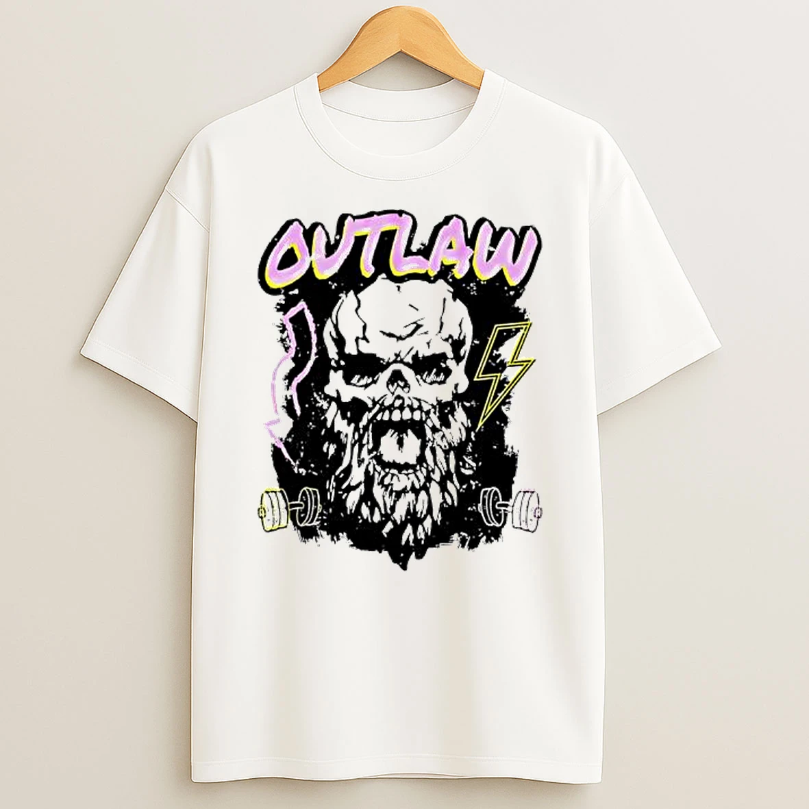Retro Outlaw Skull Graphic T Shirt