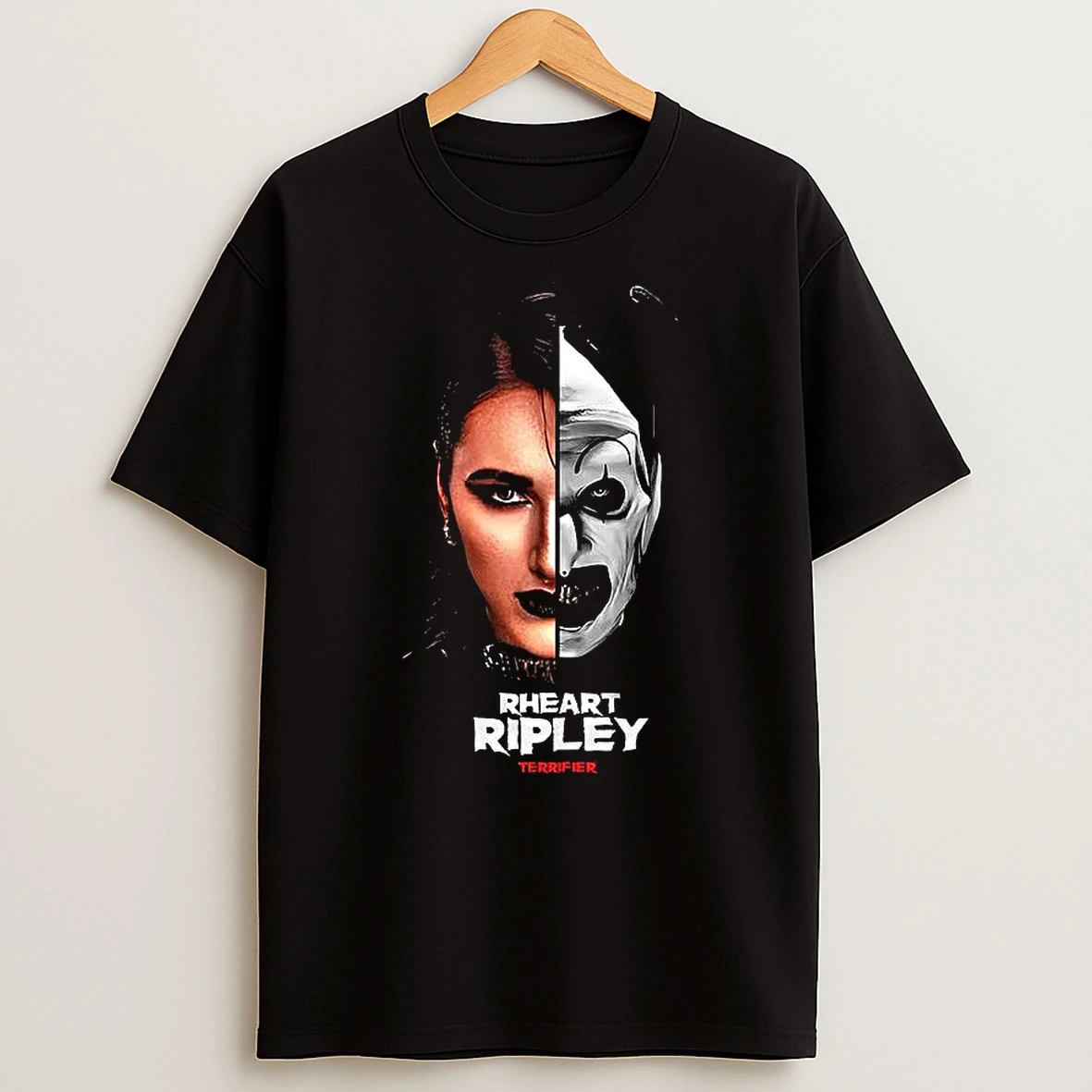 Rhea Ripley And Terrifier Hafl Face T Shirt