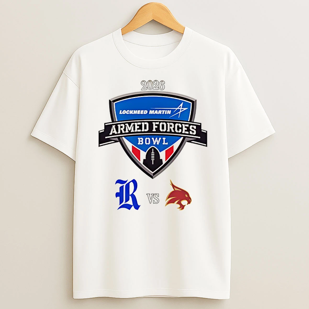 Rice Owls Vs Texas State Bobcats 2026 Lockheed Martin Armed Forces Bowl T Shirt