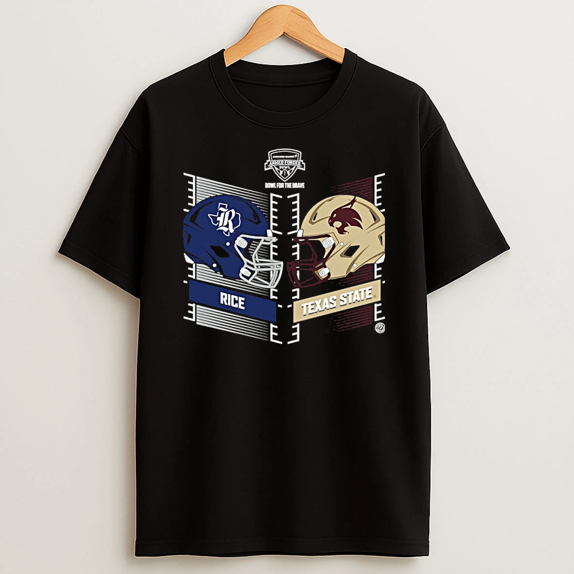 Rice Owls Vs Texas State Bobcats Armed Forces Bowl Helmet 2025 T Shirt