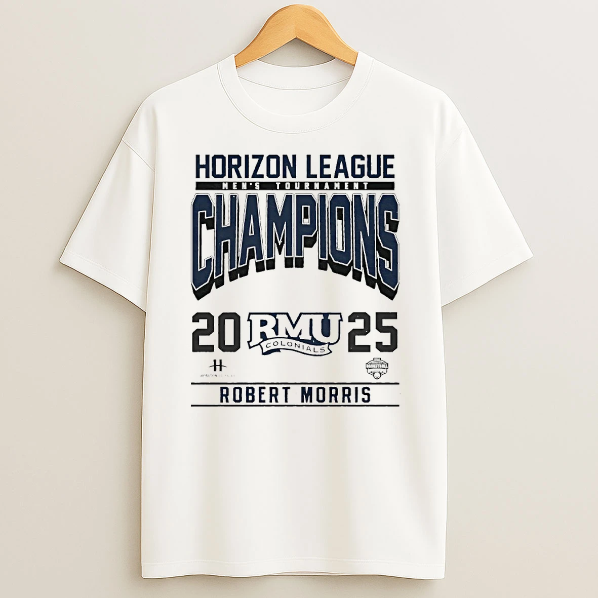 Robert Morris 2025 Mens Tournament Horizon League Champions Circle T Shirt