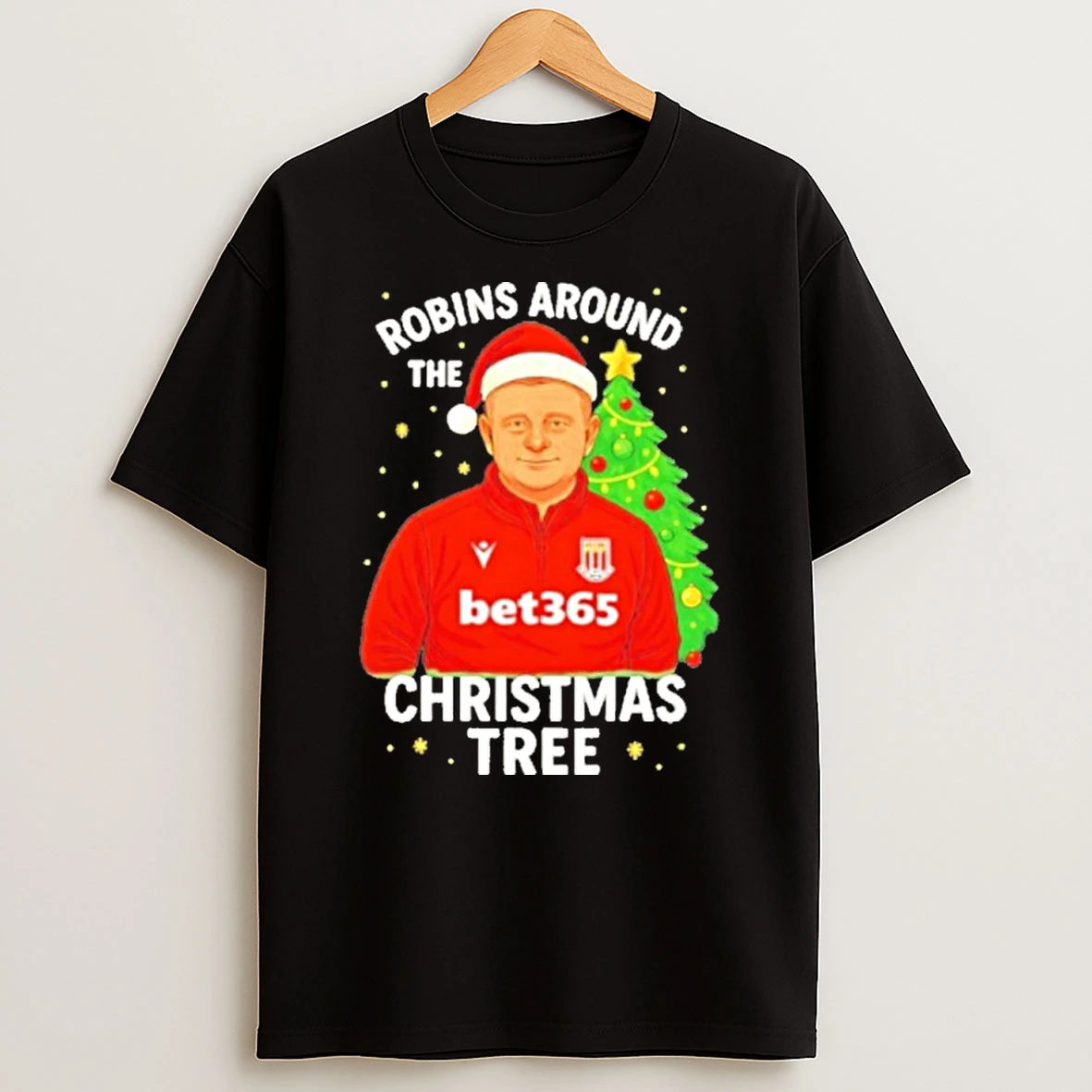 Robins Around The Christmas Tree Stoke City Christmas T Shirt