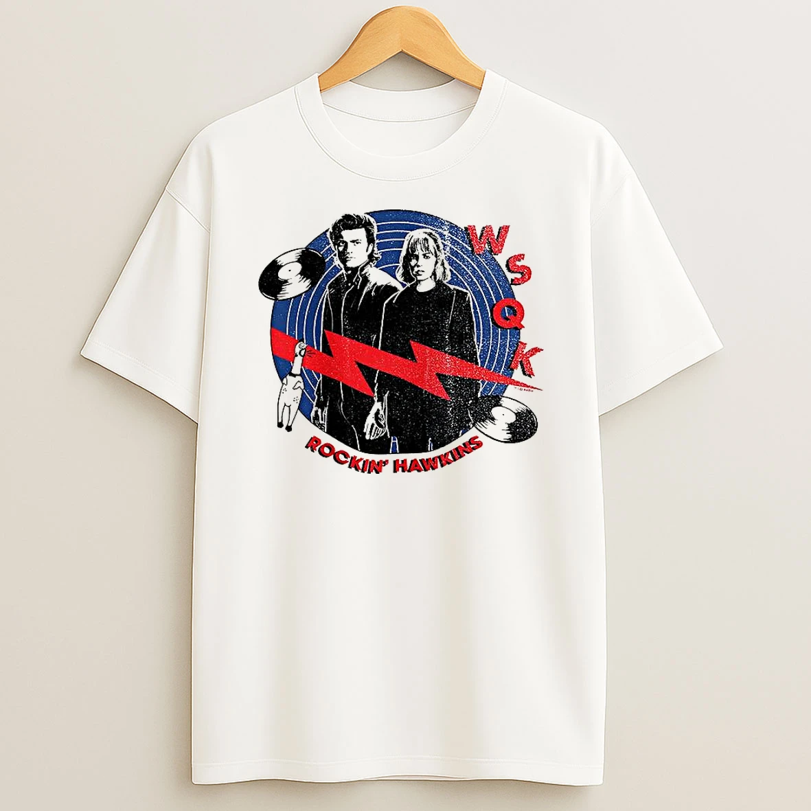Rockin Hawkins Wsqk Stranger Things Vinyl Disc Retro T Shirt