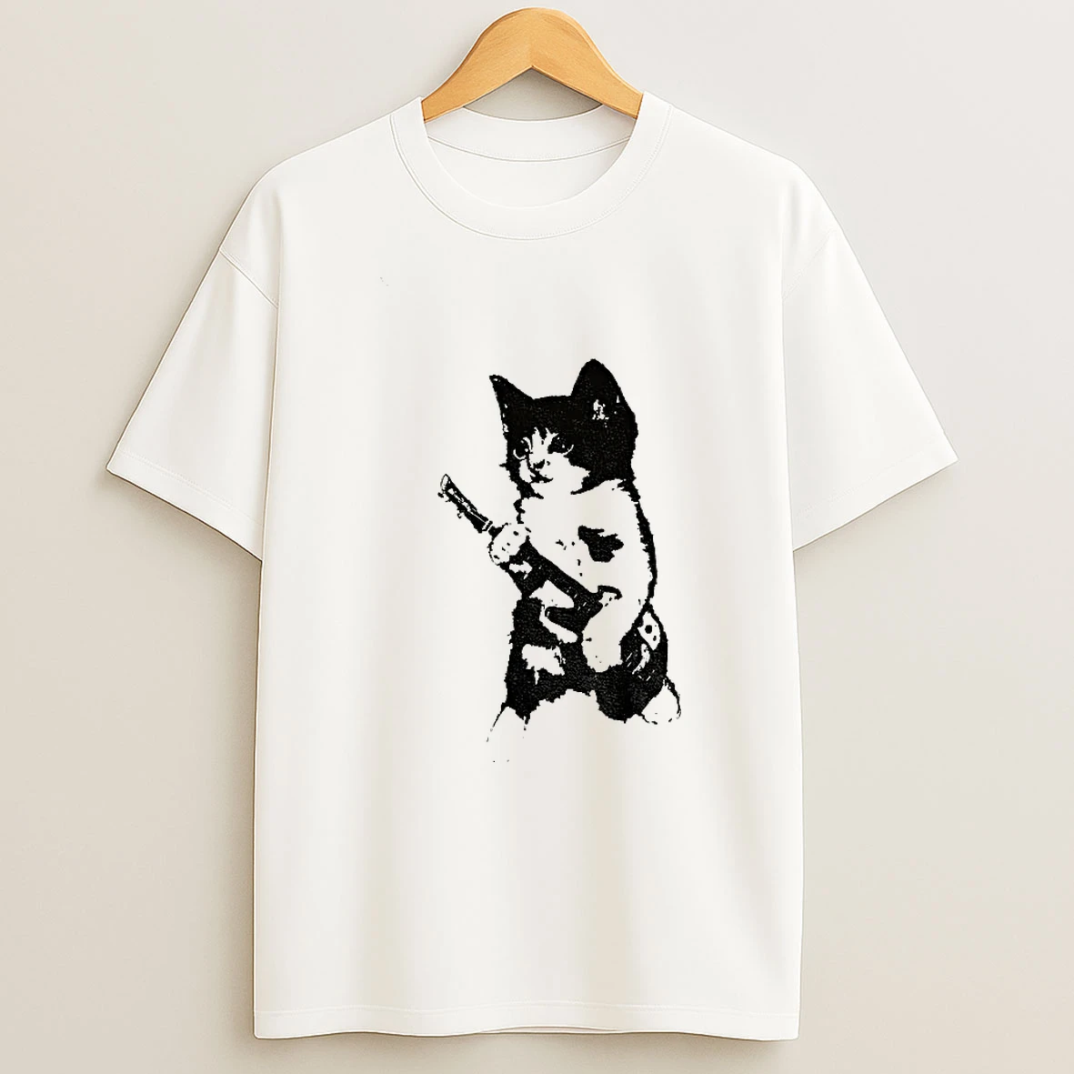 Rockstar Kitten Holding Gun Vintage T Shirt