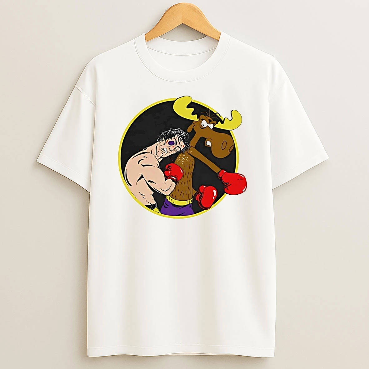 Rocky Vs Bullwinkle Circle T Shirt