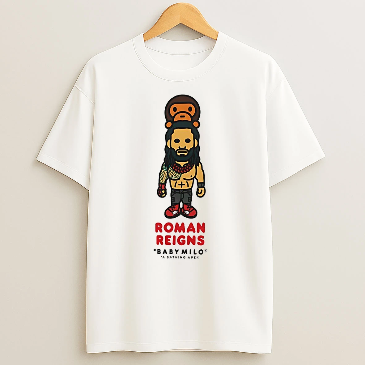 Roman Reigns Bape X Wwe Baby Milo Relaxed Circle T Shirt