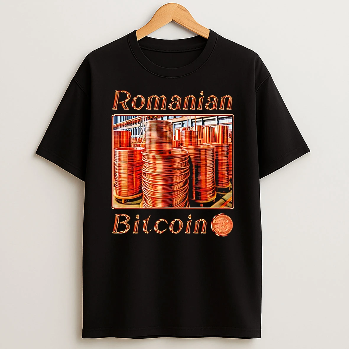 Romanian Bitcoin Brass T Shirt