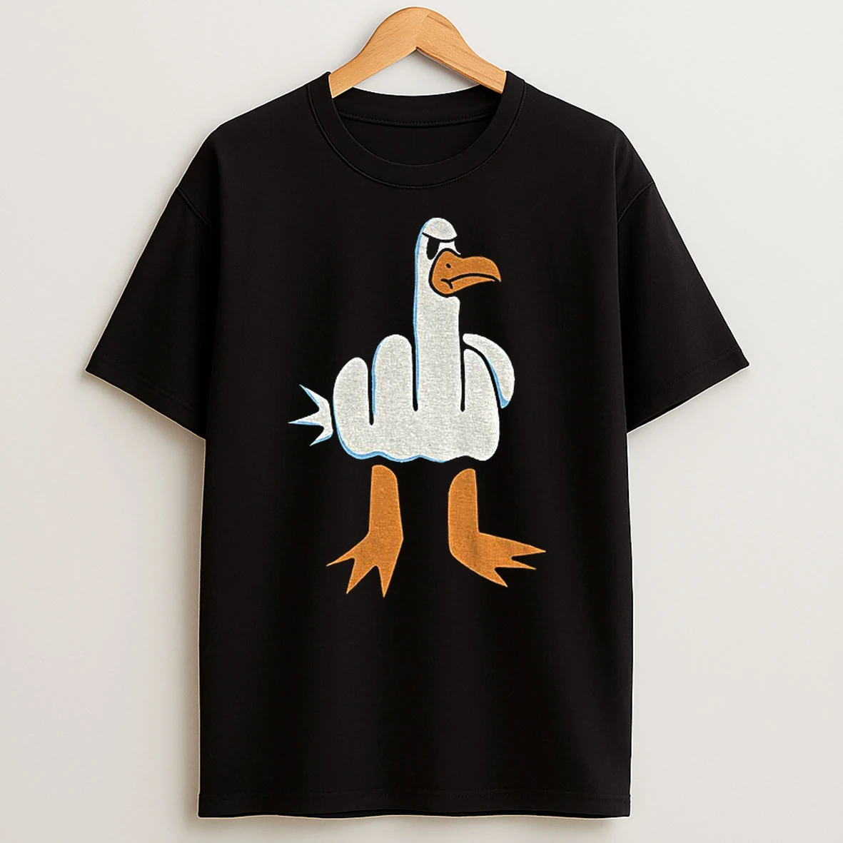 Rude Seagull Middle Finger Meme T Shirt