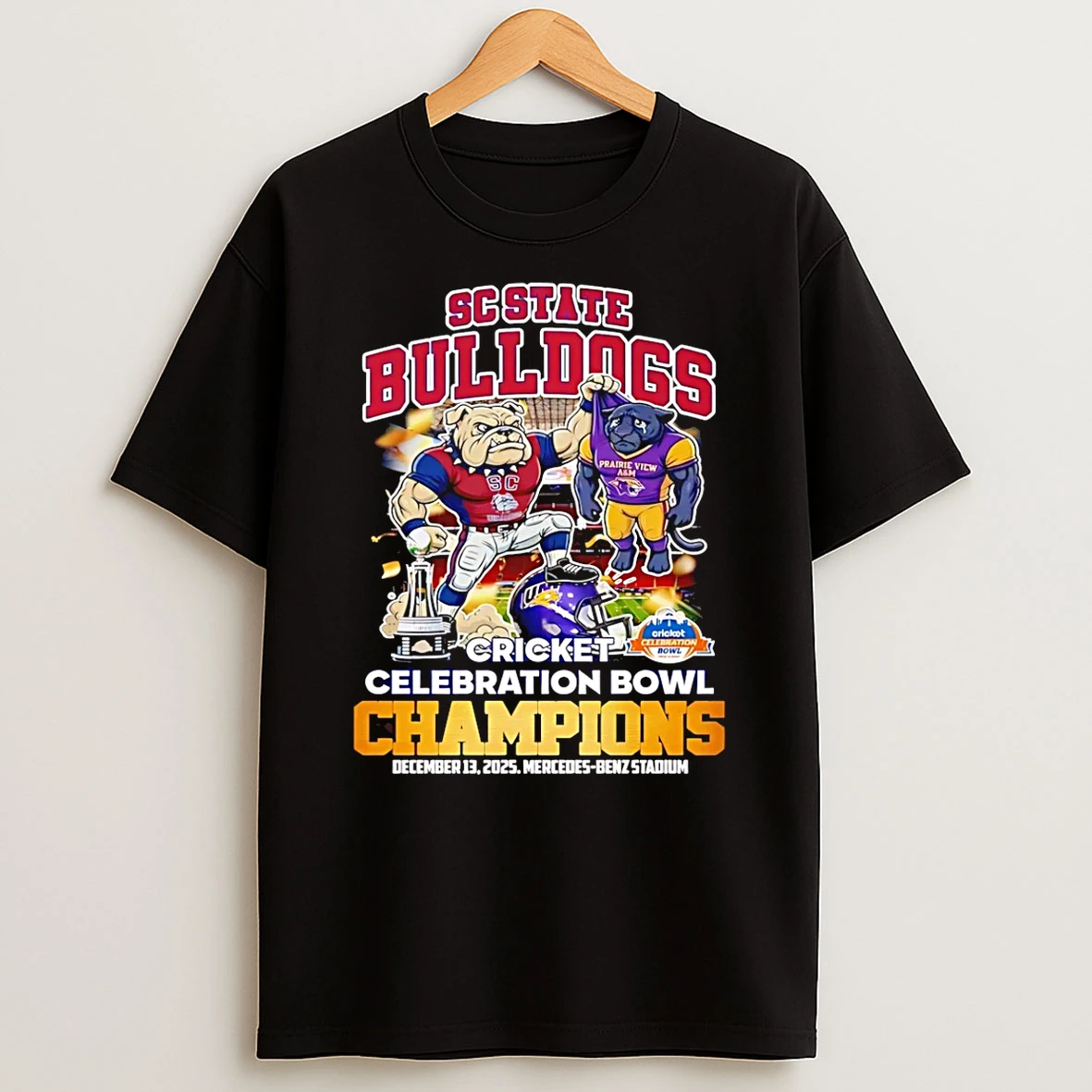 Sc State Bulldogs Cricket Celebration Bowl Champions 2025 Mascot T Shirt