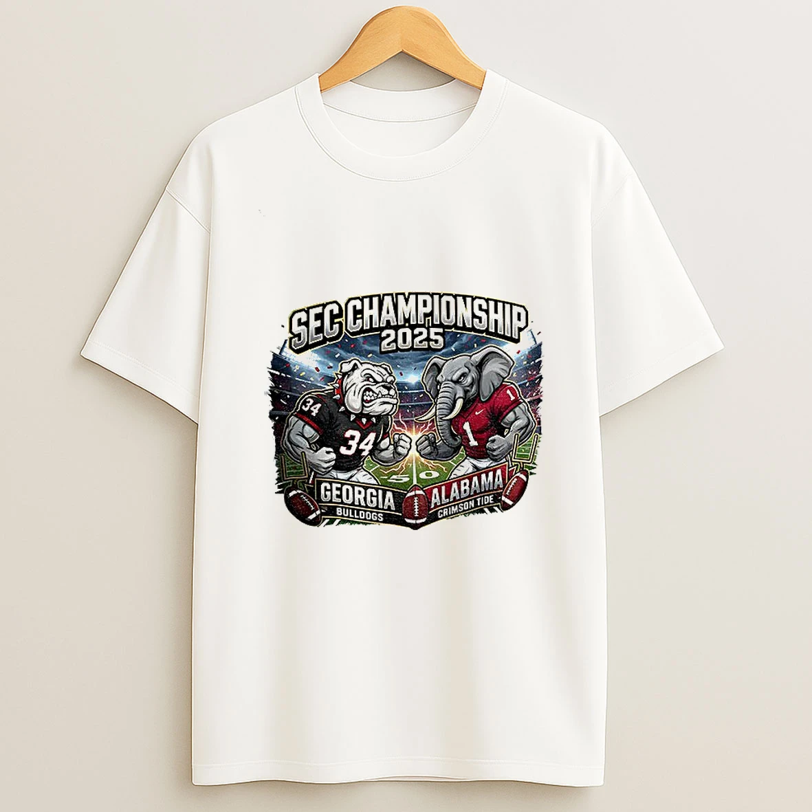 Sec Championship 2025 Georgia Bulldogs And The Alabama Crimson Tide In A Bold Mascot T Shirt