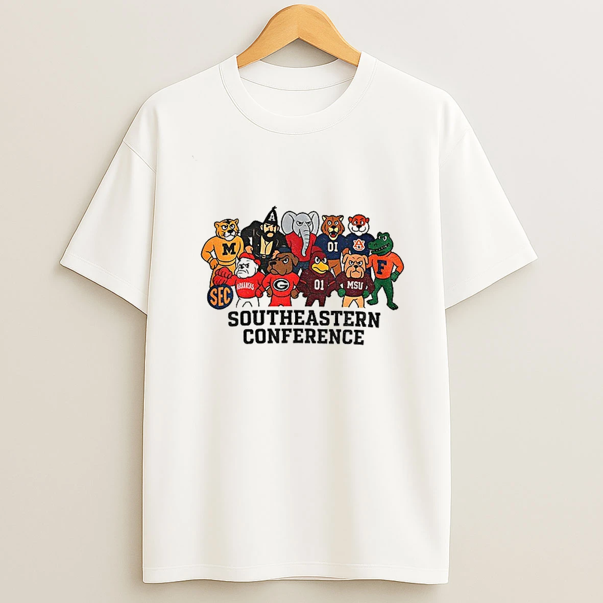 Sec Team Spirit Modern Southeastern Conference Mascot T Shirt