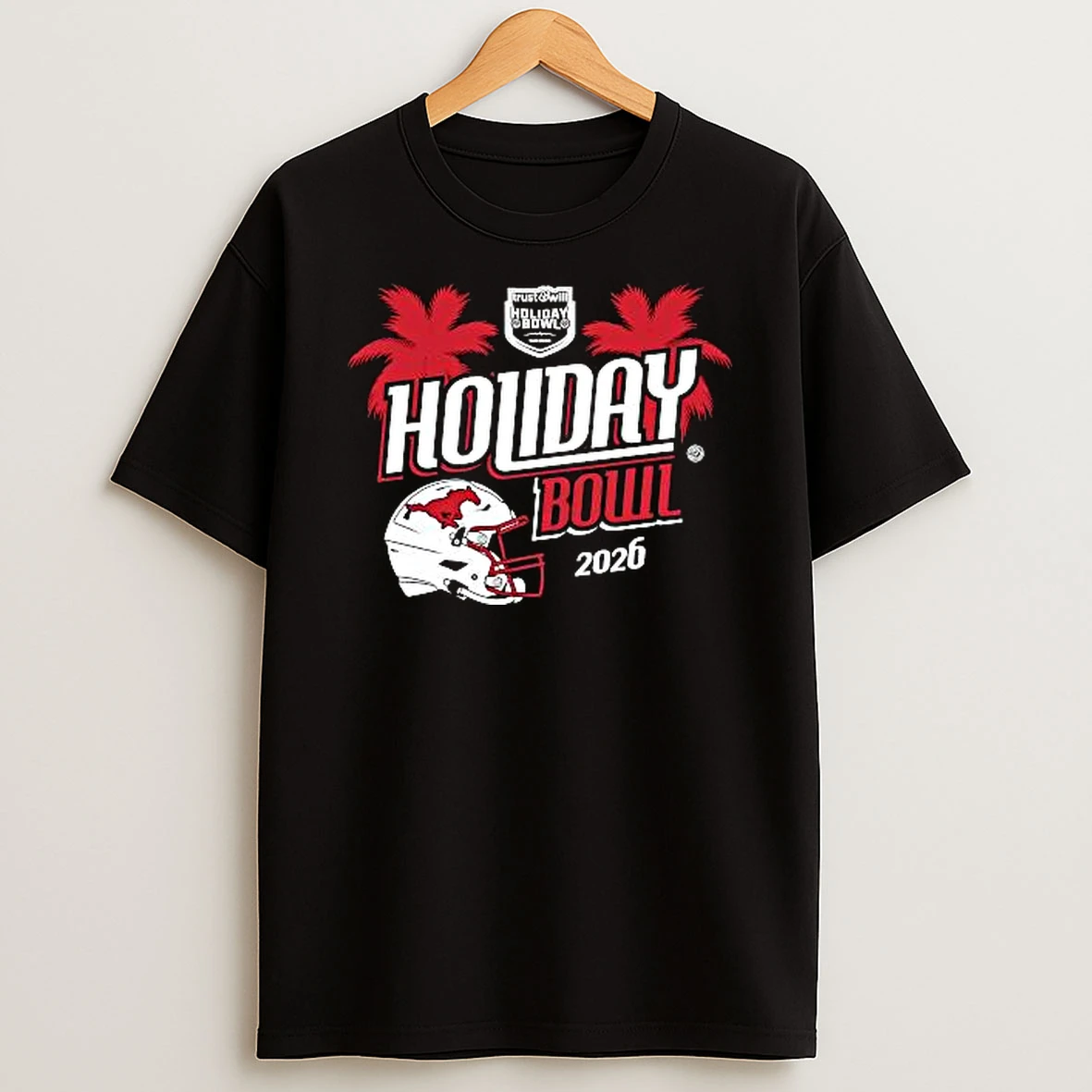 Smu Mustangs 2025 Holiday Bowl Helmet Logo T Shirt