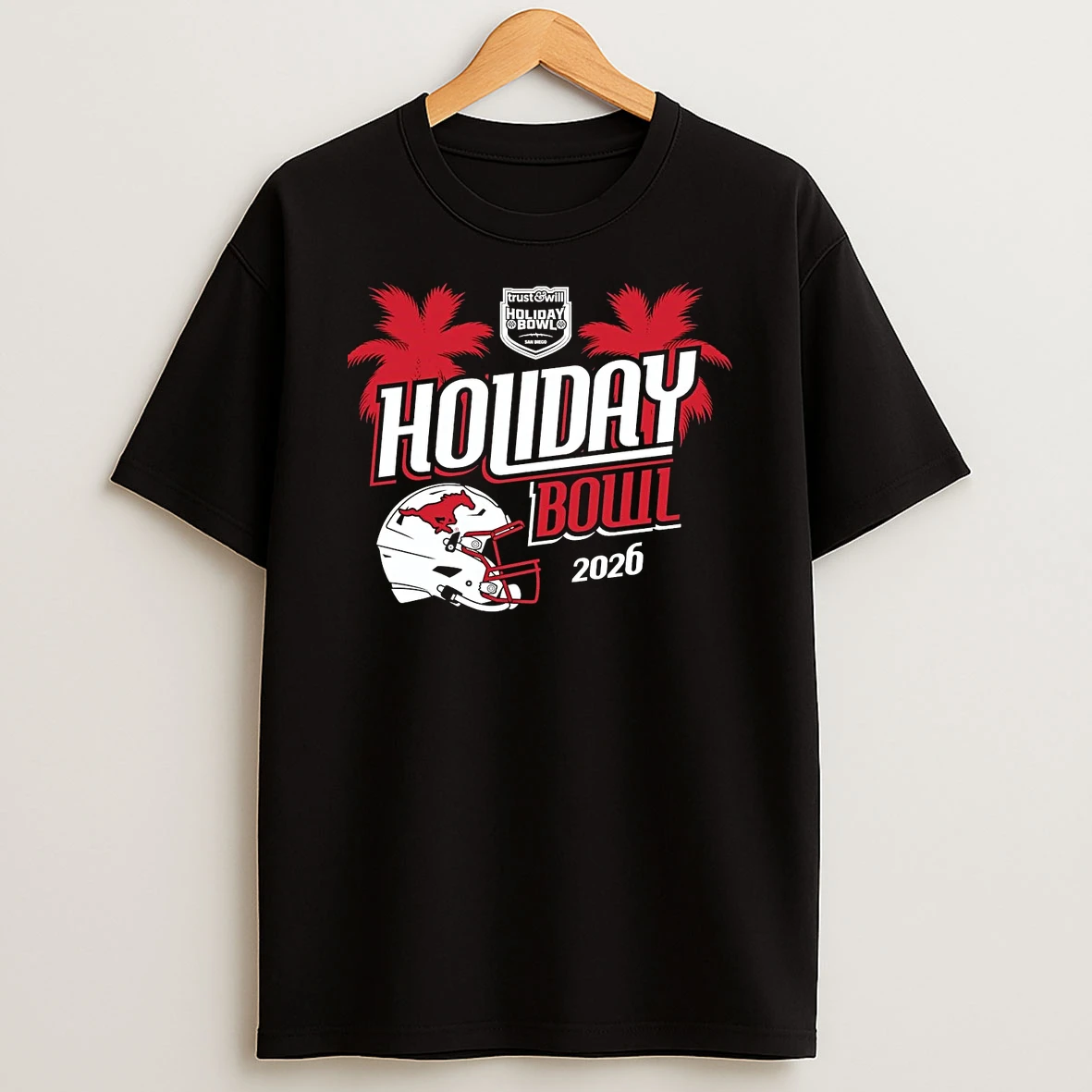 Smu Mustangs 2026 Holiday Bowl Helmet T Shirt