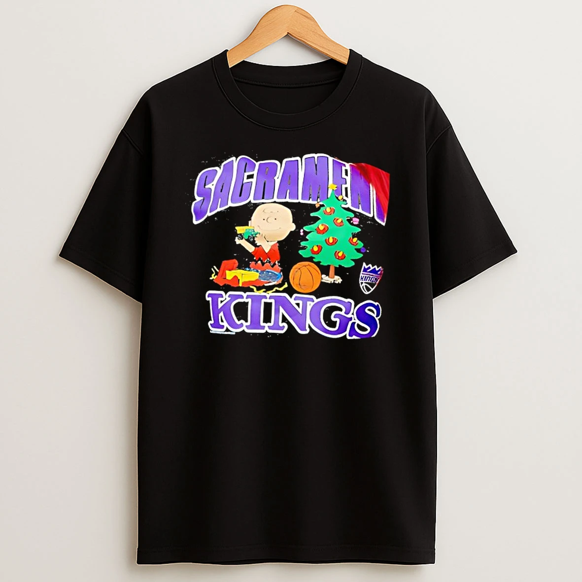 Sacramento Kings X Charlie Brown Peanuts Christmas Baseball T Shirt