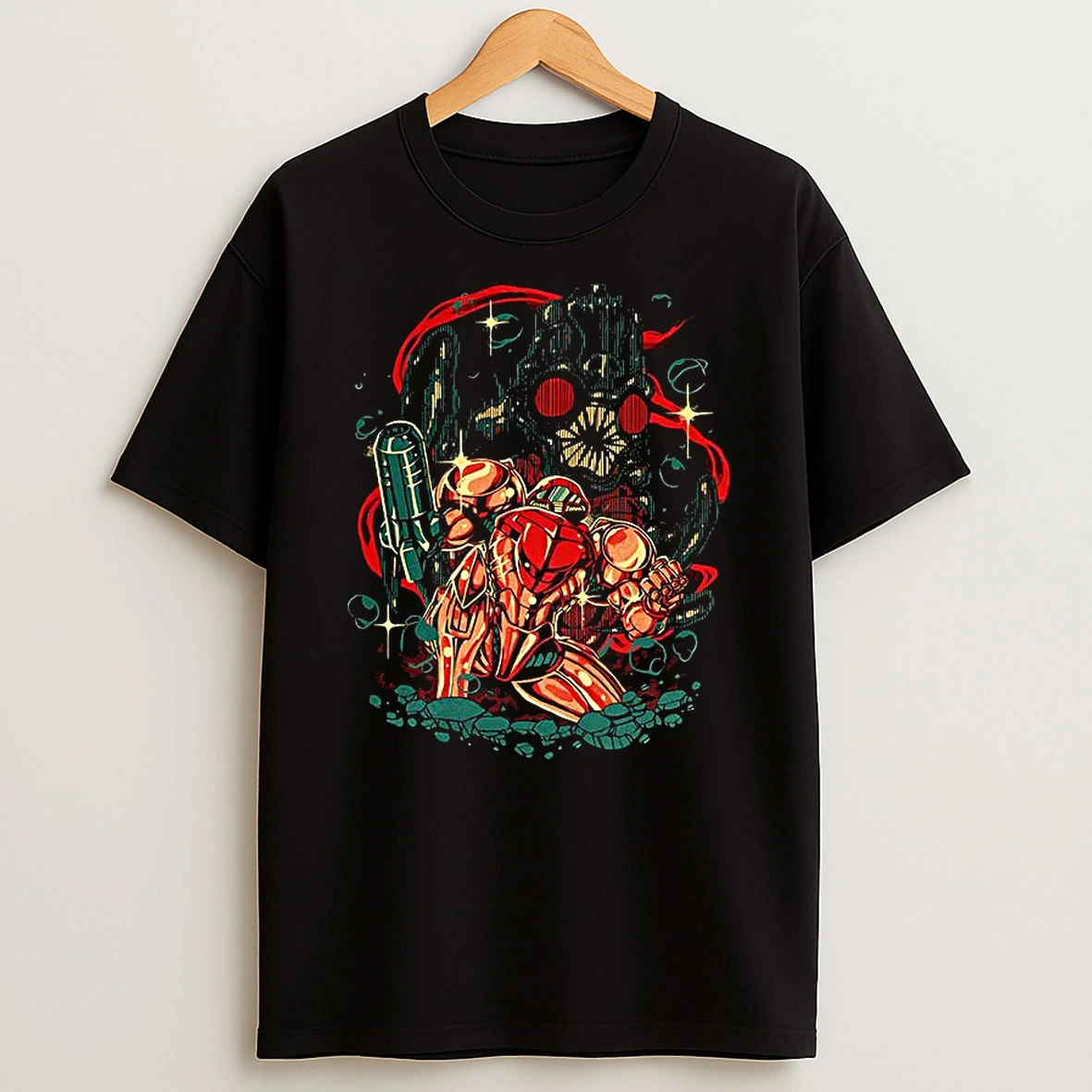 Samus Aran Vs Mother Brain Metroid Video Gamein The Depths T Shirt
