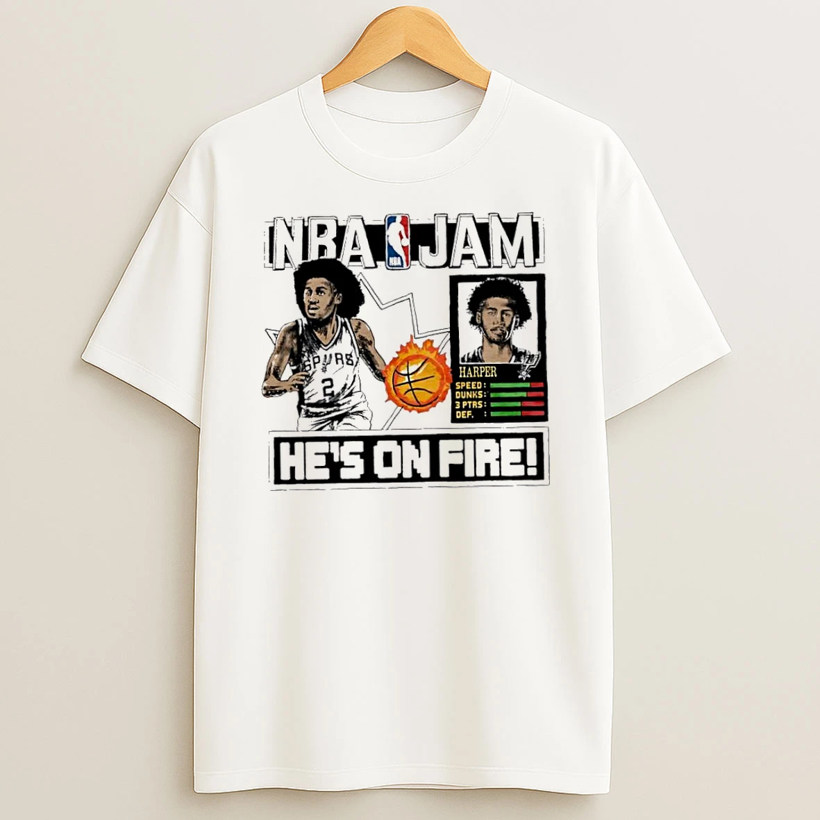 San Antonio Spurs Nba Jam Dylan Harper Hes On Fire T Shirt