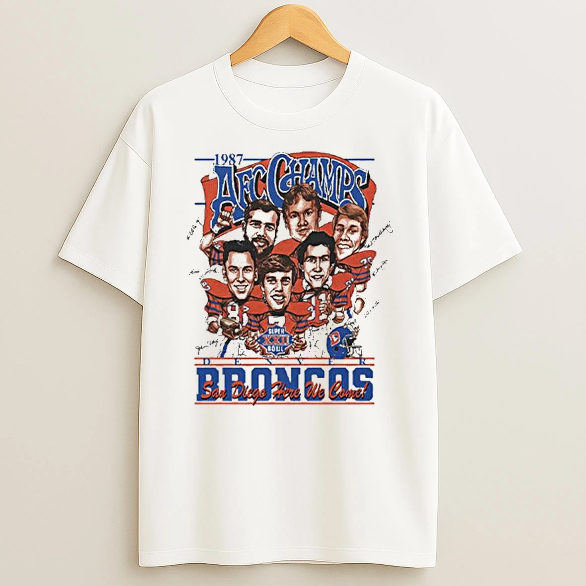 San Diego Here We Come Denver Broncos Afc Champs 1987 T Shirt