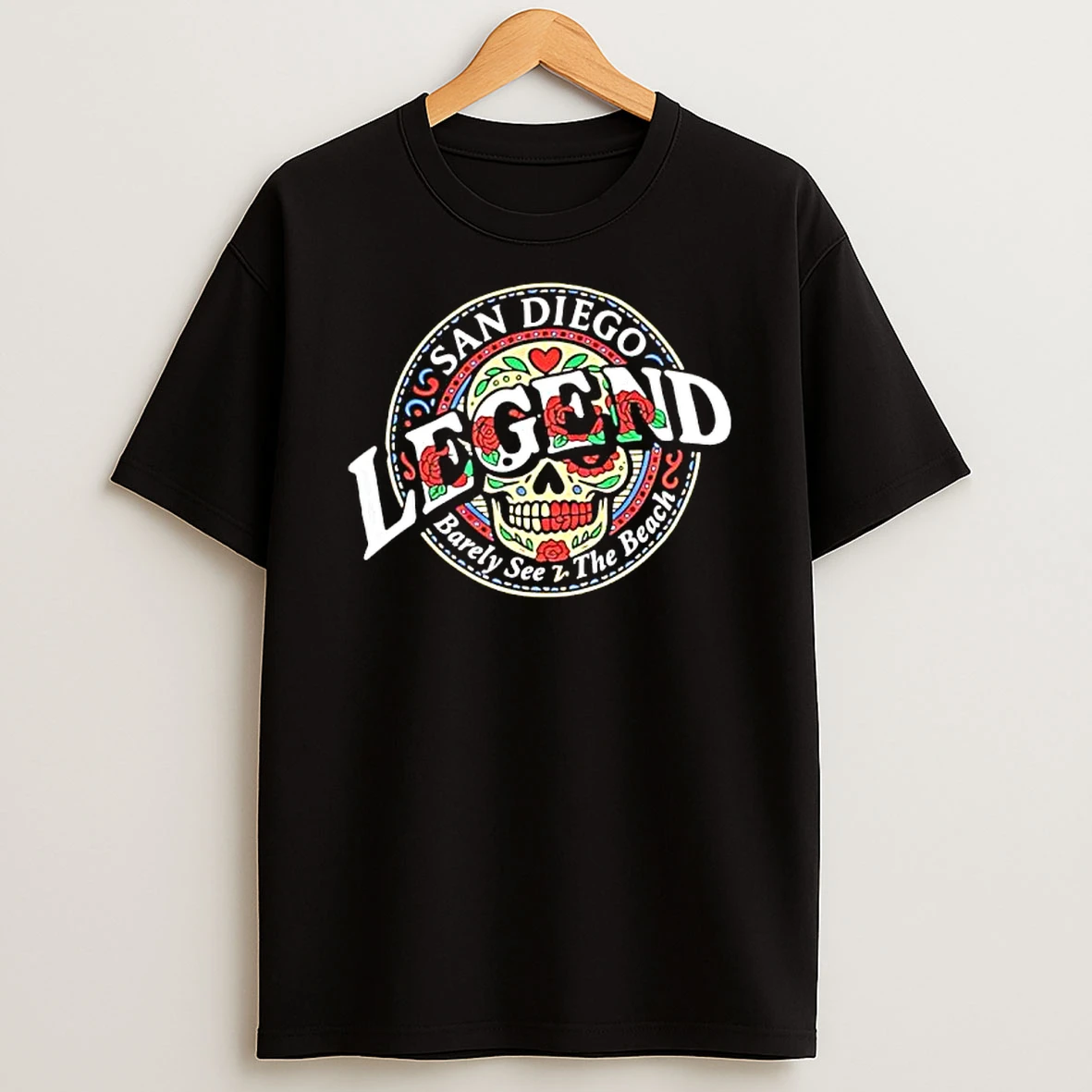 San Diego Legend Day Of The Dead Barely See The Beach T Shirt
