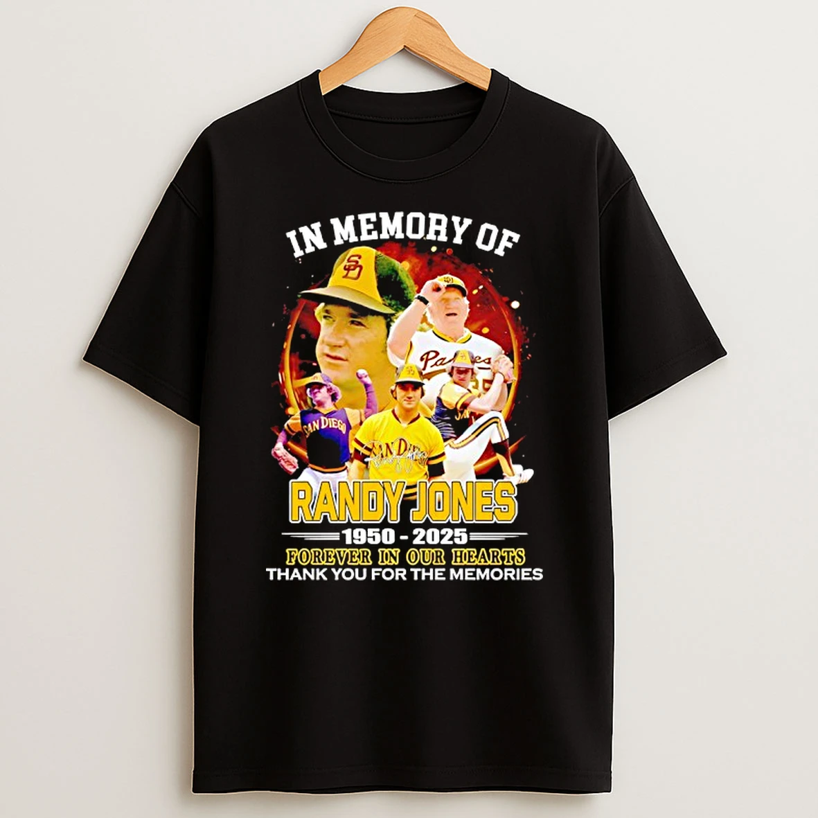 San Diego And Randy Jjones In Memory Of 1950 2025 Thank You For The Memories T Shirt