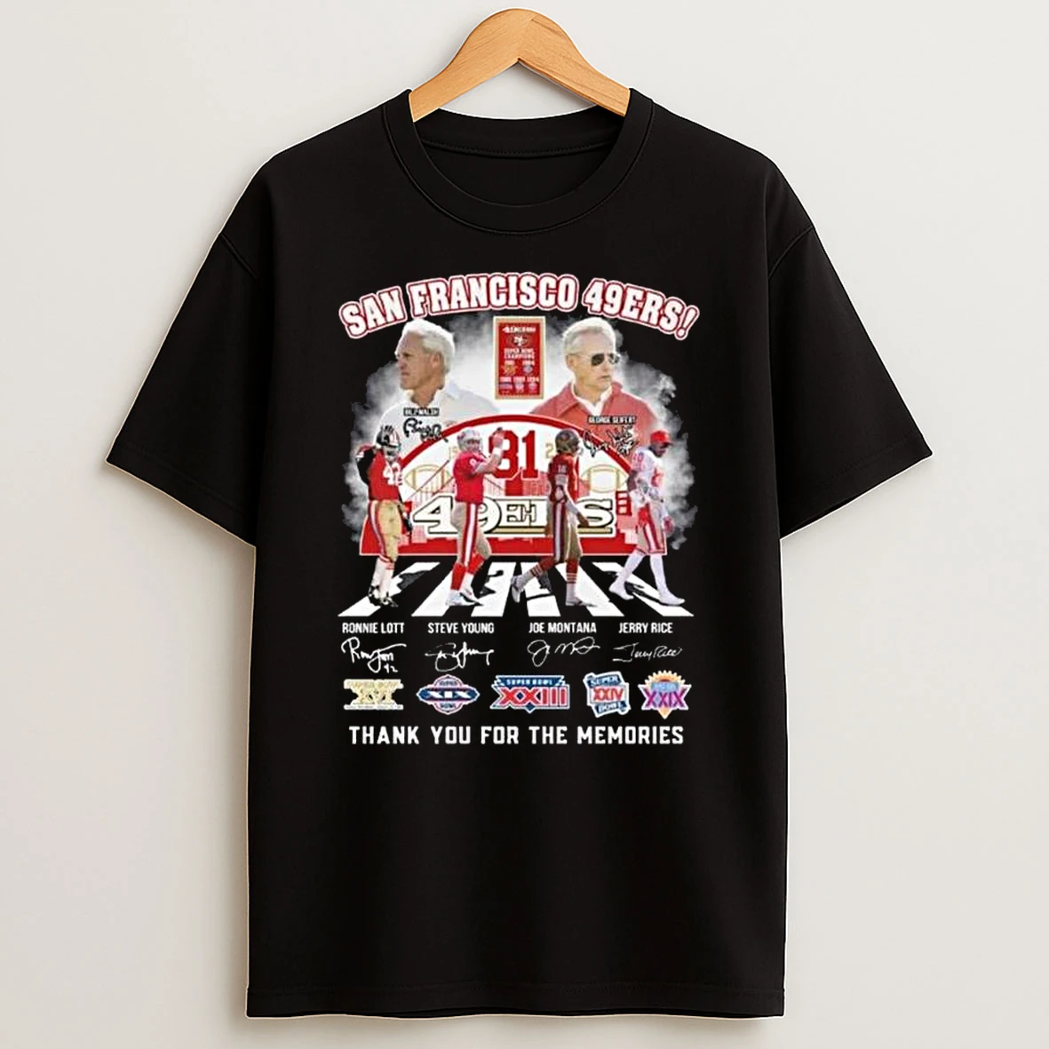 San Francisco 49ers 81th 1945 2026 Thank You For The Memories Players Abbey Road Signatures Vintage T Shirt
