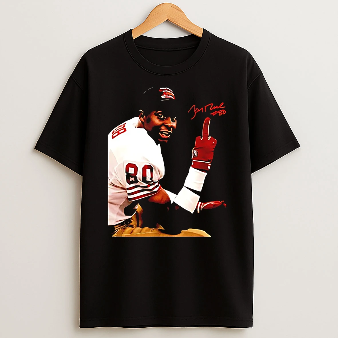 San Francisco 49ers Jerry Rice Flipping Signature Player Collage T Shirt