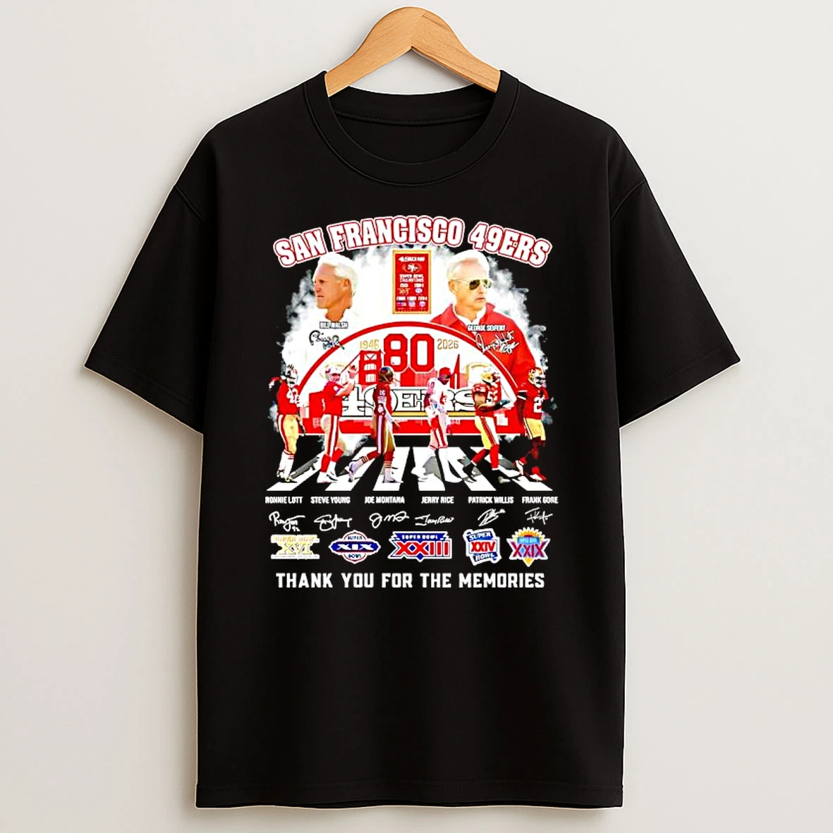 San Francisco 49ers Legendary Two Coach And Players Signatures 80 Years T Shirt