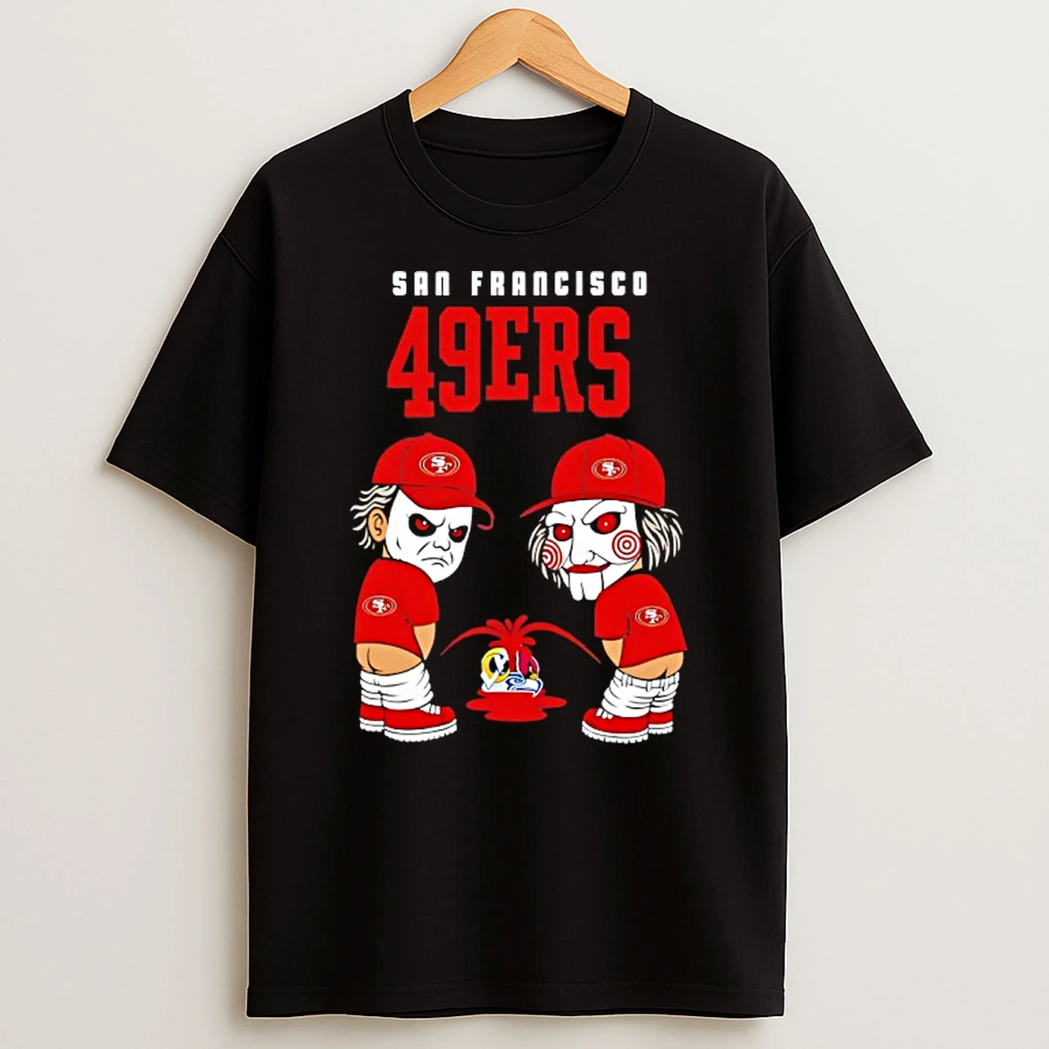 San Francisco 49ers X Michael Myers And Billy The Puppet Piss On T Shirt