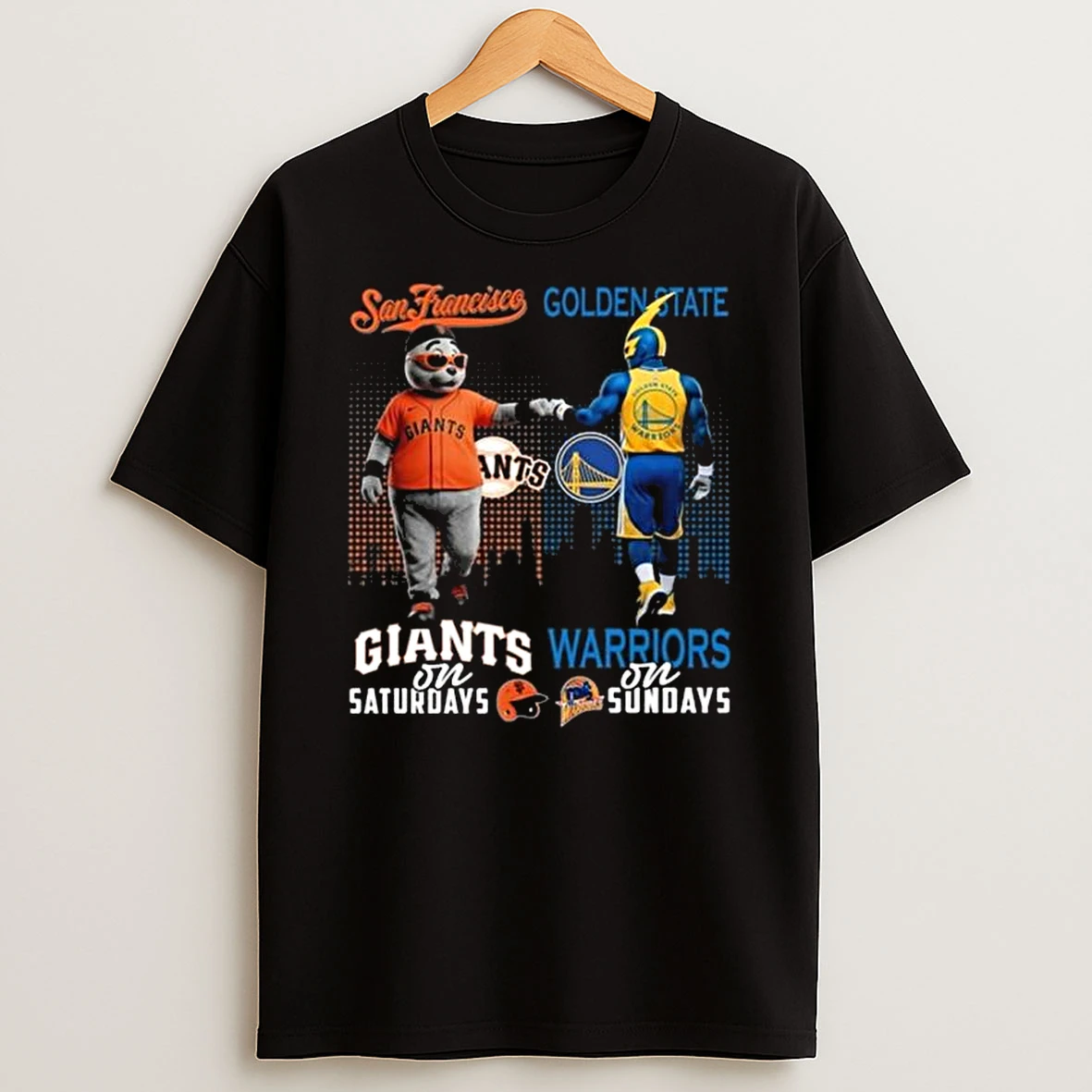 San Francisco Giants On Saturdays X Golden State Warriors On Sundays Mascot 2026 T Shirt