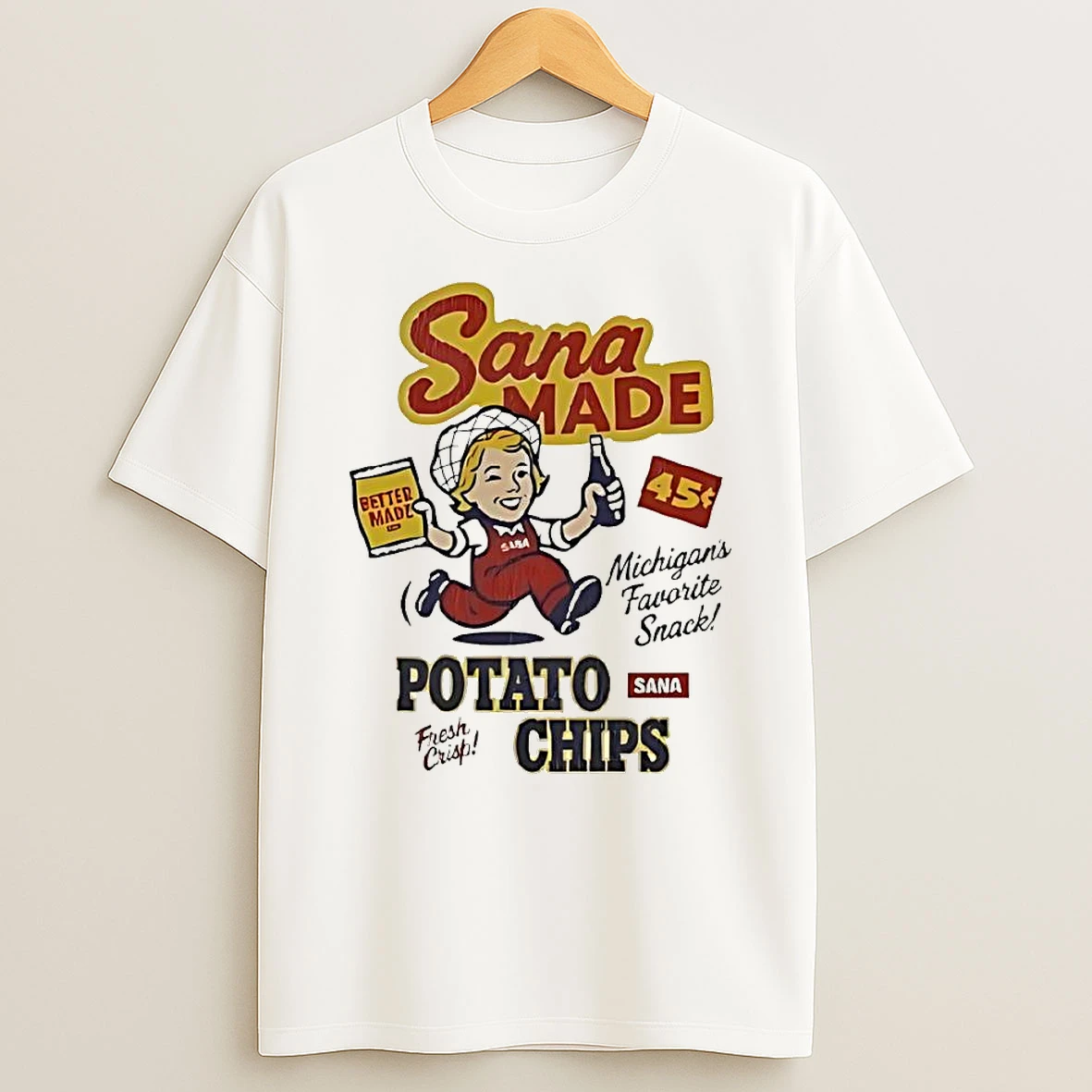 Sana Made Potato Chips Better Made Michigans Favorite Snack Cartoon T Shirt
