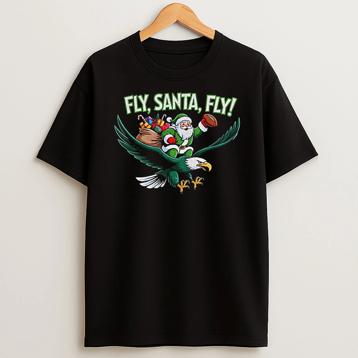 Santa Claus Fly Santa Fly Philadelphia Eagles Football Nfl 2025 T Shirt