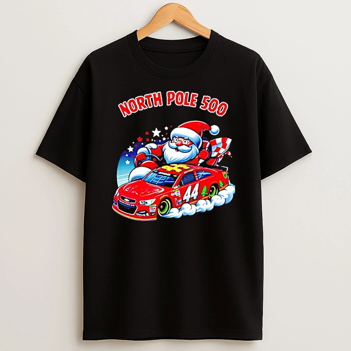 Santa Claus Racing Car North Pole 500 Merry Christmas T Shirt