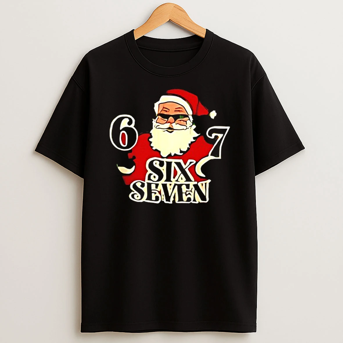 Santa Claus Holding 6 7 Six Seven Merry Christmas T Shirt