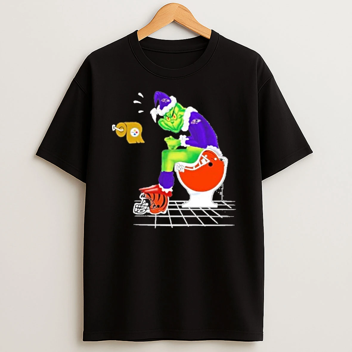 Santa Grinch Baltimore Ravens Shit On Other Teams Christmas T Shirt