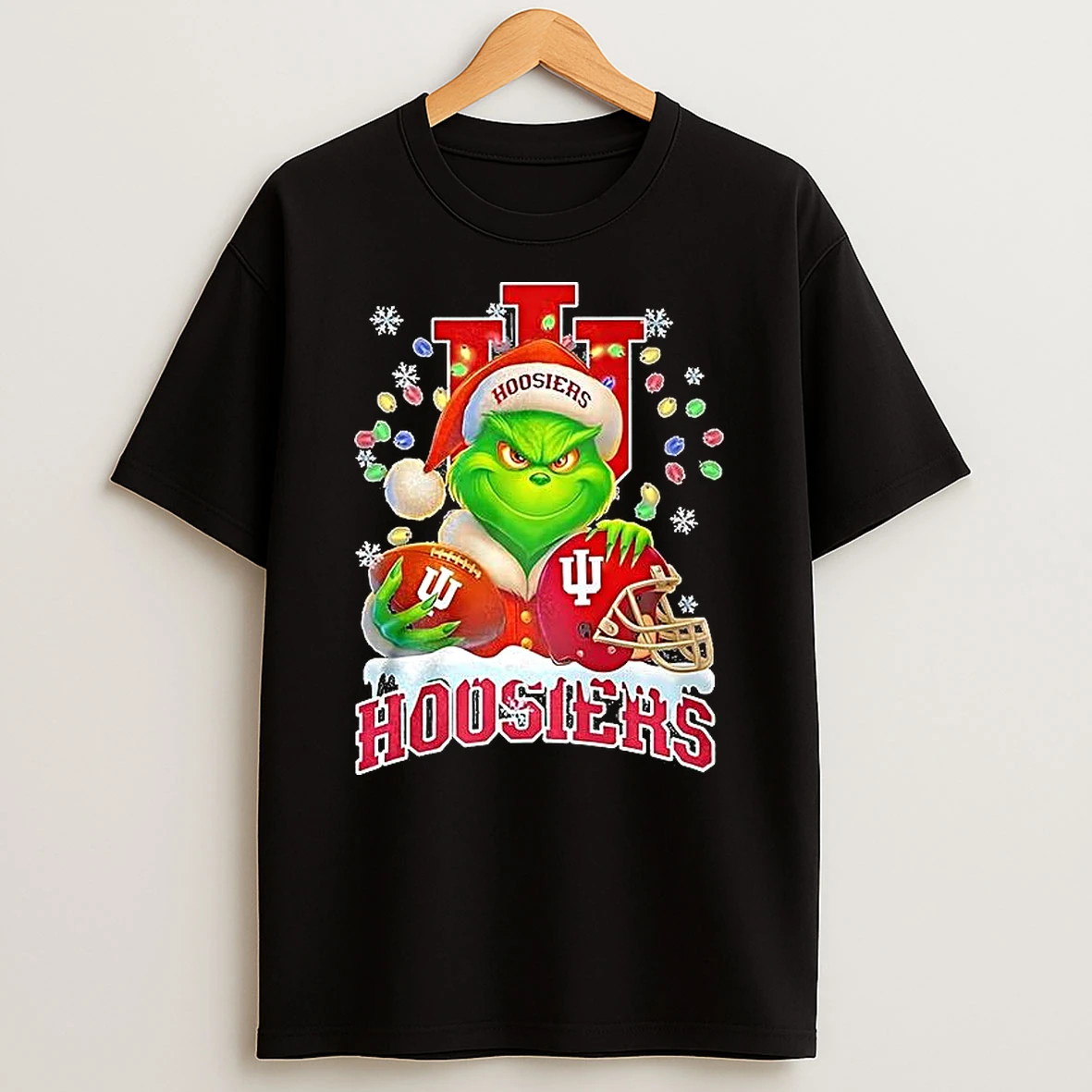 Santa Grinch Merry Christmas Indiana Hoosiers Logo T Shirt